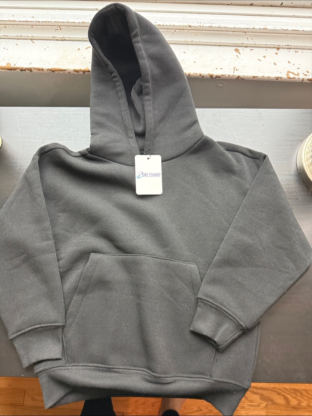 Kids Charcoal Gray Hoodie with Kangaroo Pocket -